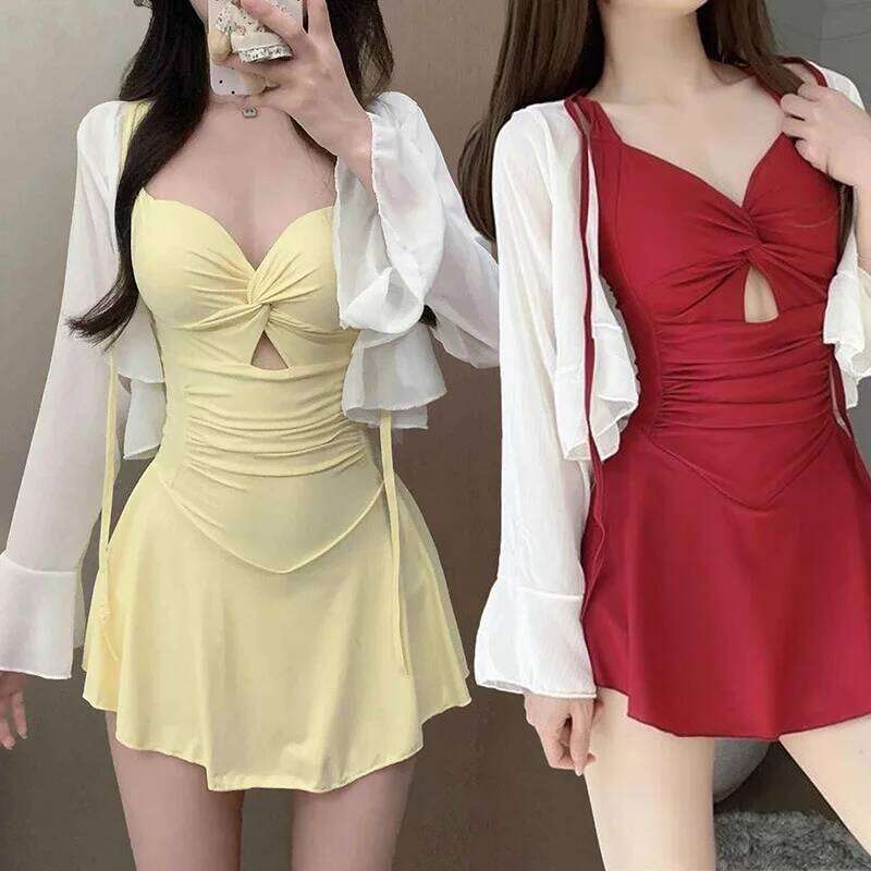 2025 New One-piece Swimsuit for Women Two-piece Slimming Hot Spring Dress Swimwear