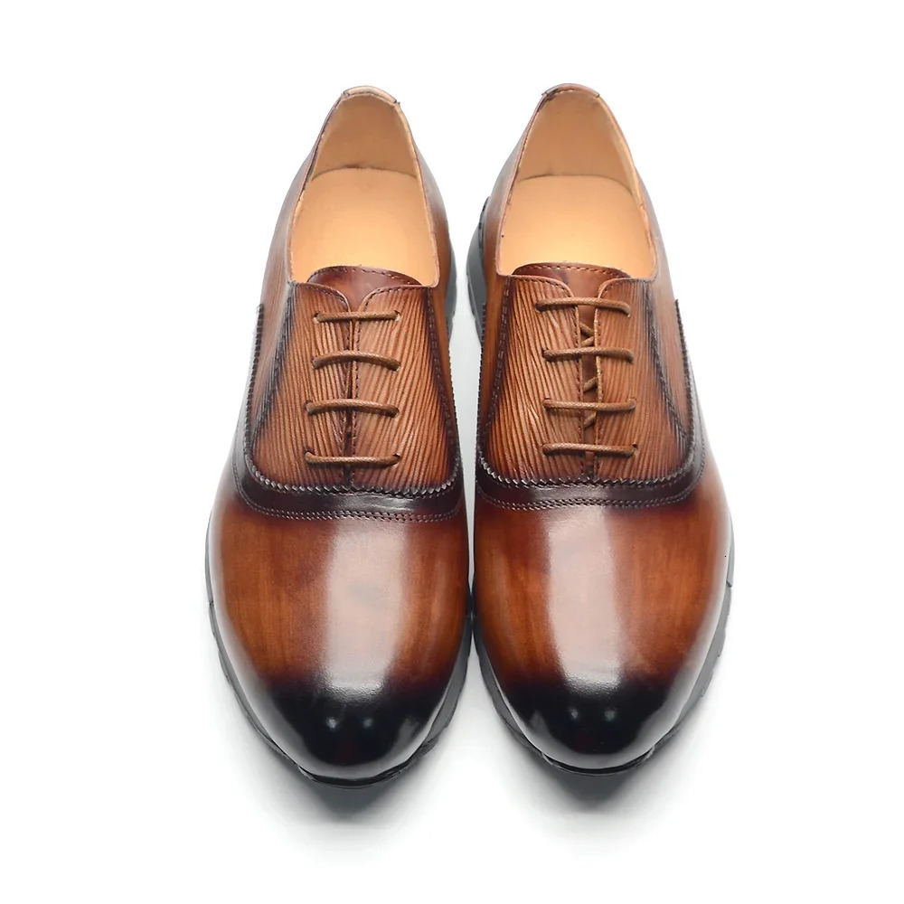 Classy n Genuine Leather Mens Oxford Sneakers Laceup Nonslip Rubber Sole Flat Business Office Casual Footwear Male 250717