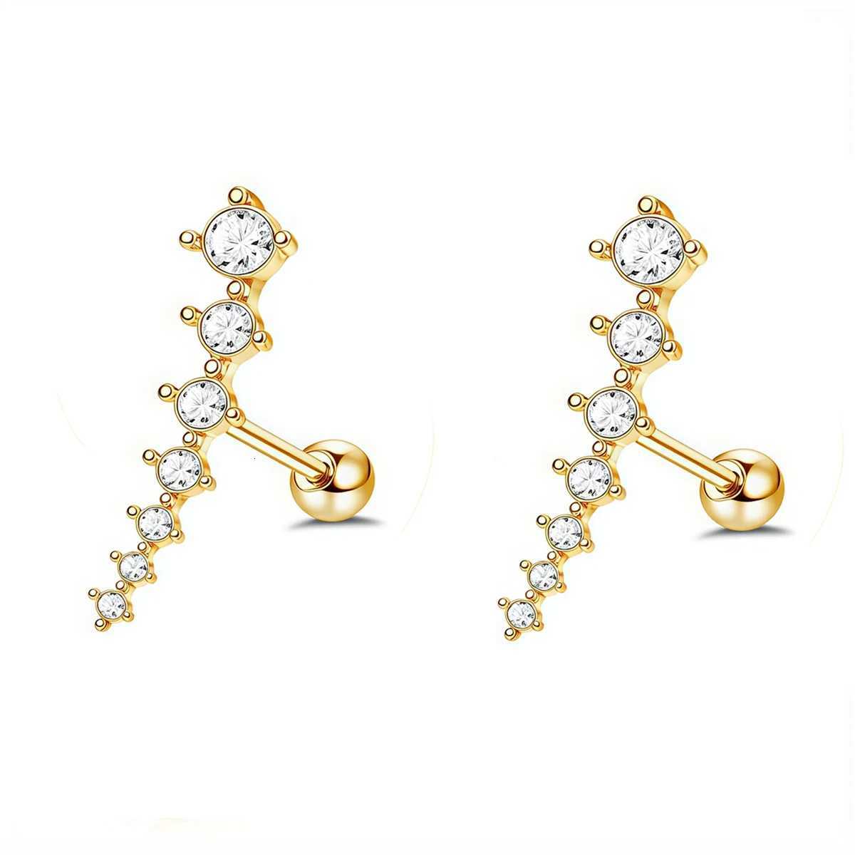 2Pcs 16G Stainless Steel Screw Back Stud Earrings for Women Cubic Zirconia Cartilage Conch Helix Ear Piercing Jewelry X250718
