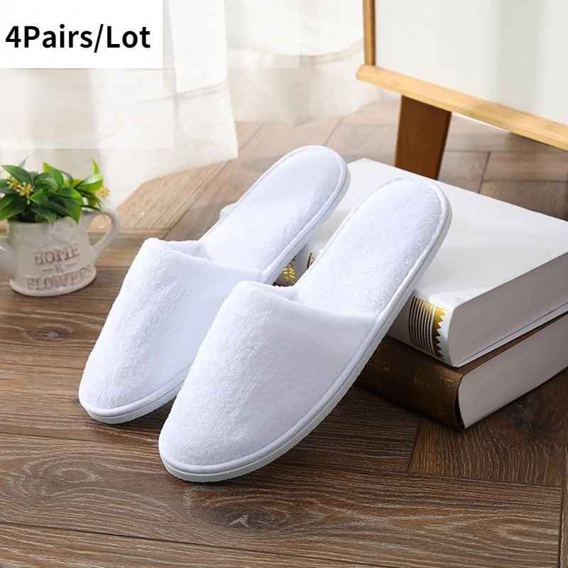 4 PairsLot Mix Colors Coral fleece Men Women Disposable el Slippers Cotton Slides Home Travel SPA Slipper Hospitality 250717