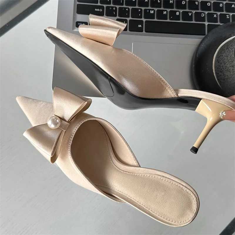 Eilyken Spring Sexy Knot Wen Slipper Pointed Toe Slip On Ladies Shoes Elegant Thin Heel Mes Dress Sandals Y250716