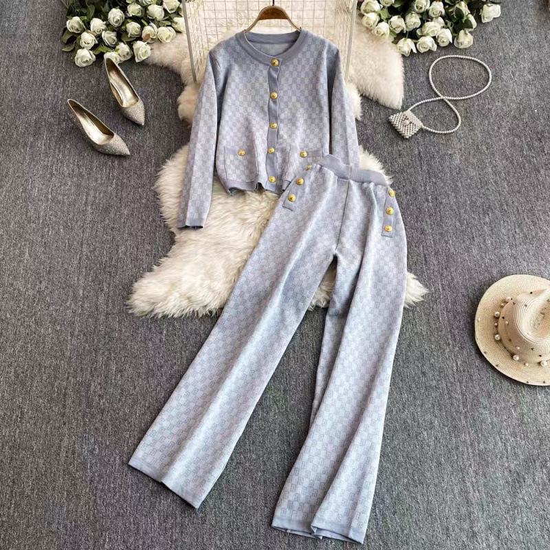 3 Piece Knit Set Women Sexy Vest Long Sleeve Sweater Cardigan Elastic Waist Pants Women's Tracksuit Knitted Chic Suits 250718