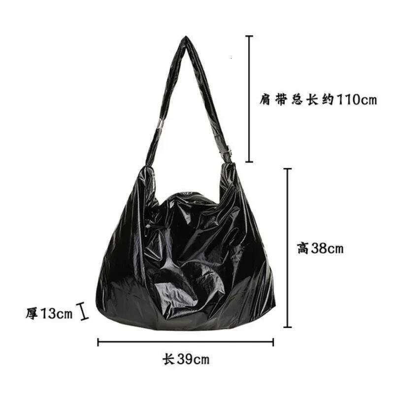 Solid Color Soft Tin Foil Shoulder for Women Korean Style College Student Large Capacity Messenger Casual Crossbody Bagtote bagluxury bag