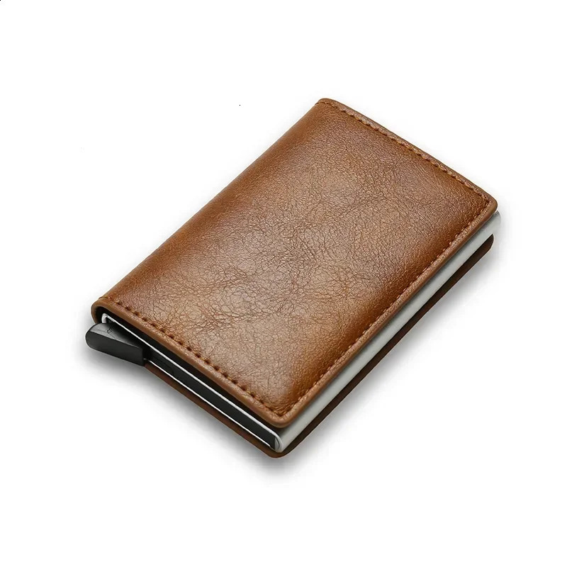 Carbon Fiber Rfid Blocking Protection Men Id Credit Card Holder Wallet Leather Metal Business Bank CreditCard Cardholder Case 240820