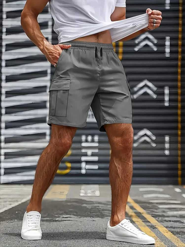Big Pocket Mens Shorts Casual Work Cool Pants with point Loose Fit Clothing Waist Sports Male Outfit Shorts Y250718