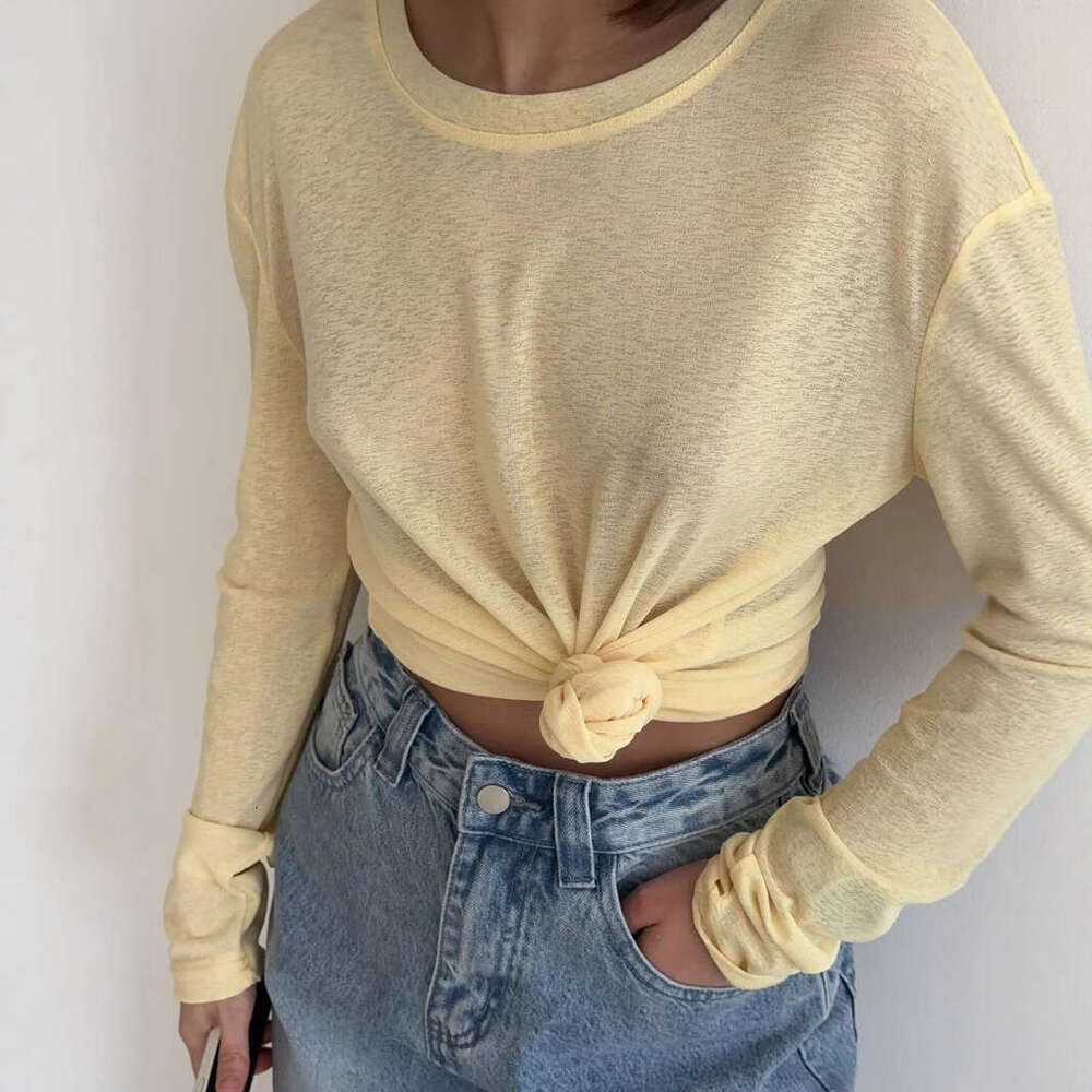 New Style Long Sleeve Snowflake Pattern T-Shirt For Women, Summer Thin Sheer Round Neck Loose Elegant Base Shirt B5