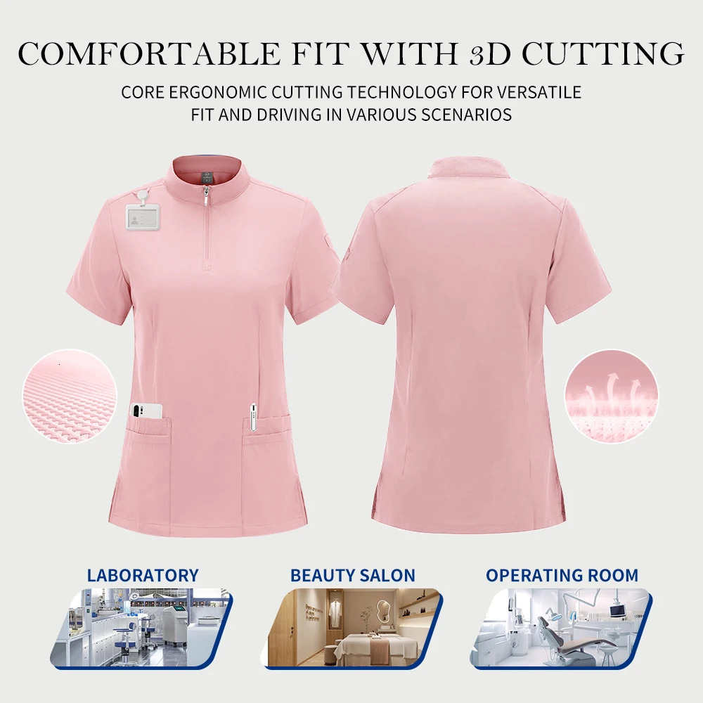 Doctor Nurse Uniforms Woman Scrub Set Beauty Salon Work Wear Clinical Scrubs Top-Pants Spa Nursing Tunic Suit 250715