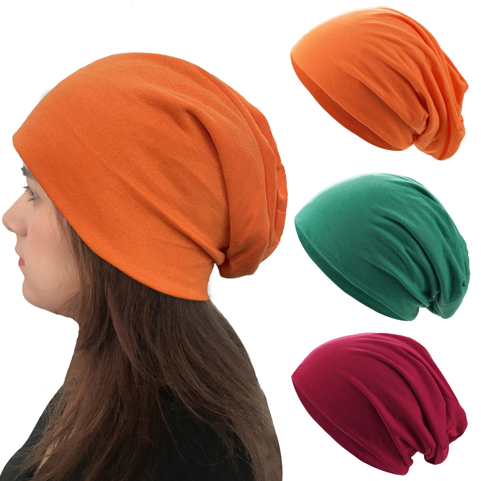 1Pack Solid Color Unisex Men Women Slouchy Beanie Hip-Hop Soft Cotton Cap Lightweight Running Beanie Adult Dwarf Hat 250717