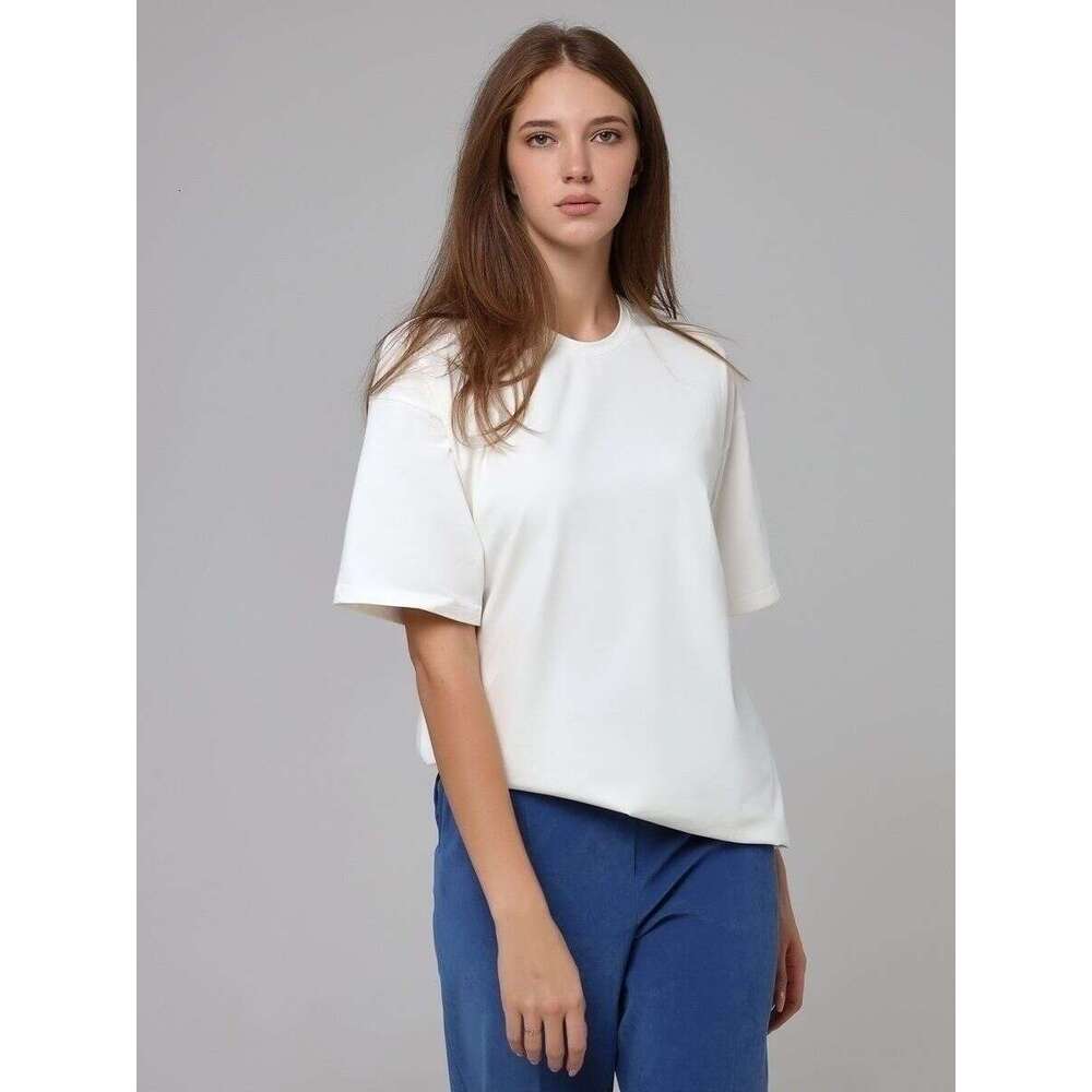 Spring/Summer New Solid Color T-Shirt For Women, Pure Cotton Short Sleeve Top, Loose Fit, Versatile B5