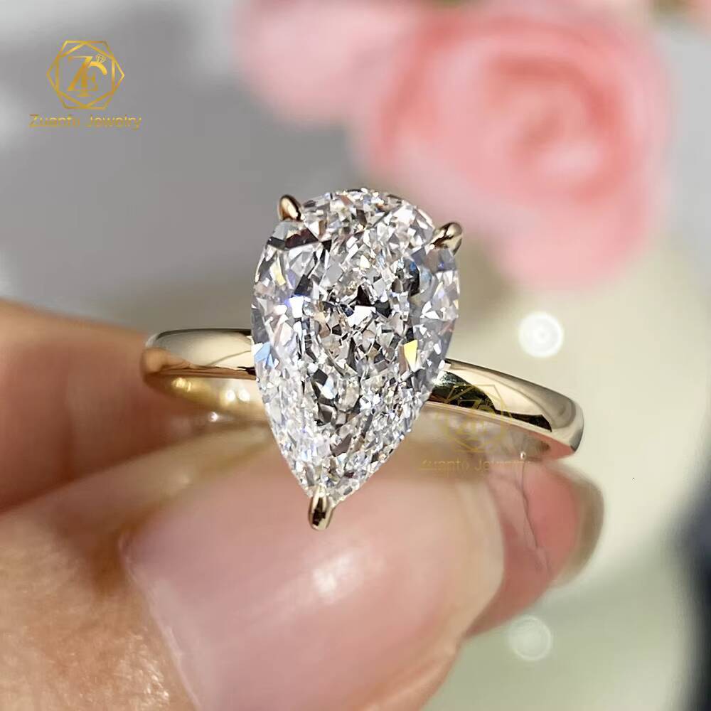 IGI GIA Certified HPHT CVD D VVS1 Lab Grown Pear Cut Diamond 1CT 2CT 3CT 14K 18K Solid Gold Jewelry Engagement Ring Women