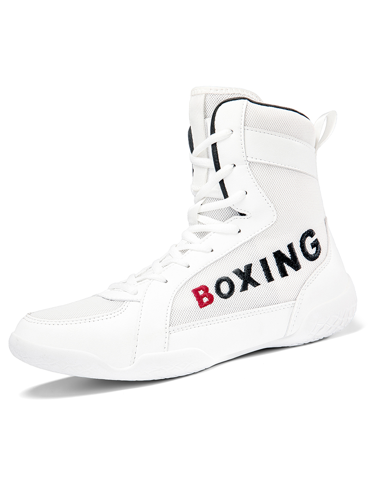 Boxing shoes, wrestling shoes, high-top fighting martial arts training shoes, long boots, fitness Sanda shoes, shock-absorbing, breathable and non-sli
