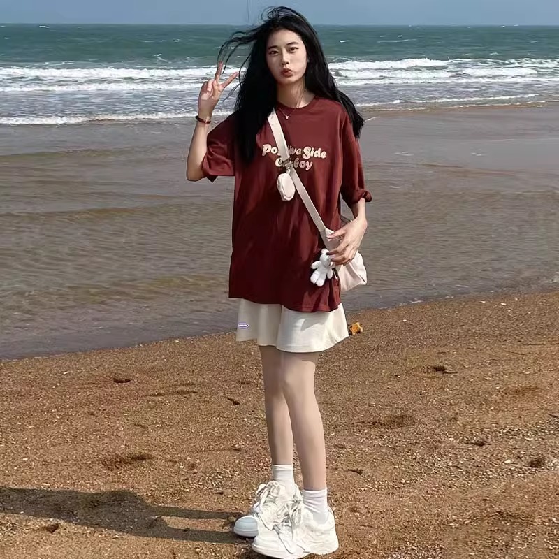 Gray Sports for Women Summer New High Waist Slimming Loose Straight BF Hong Kong Style Mid-Length Five-Point Shorts