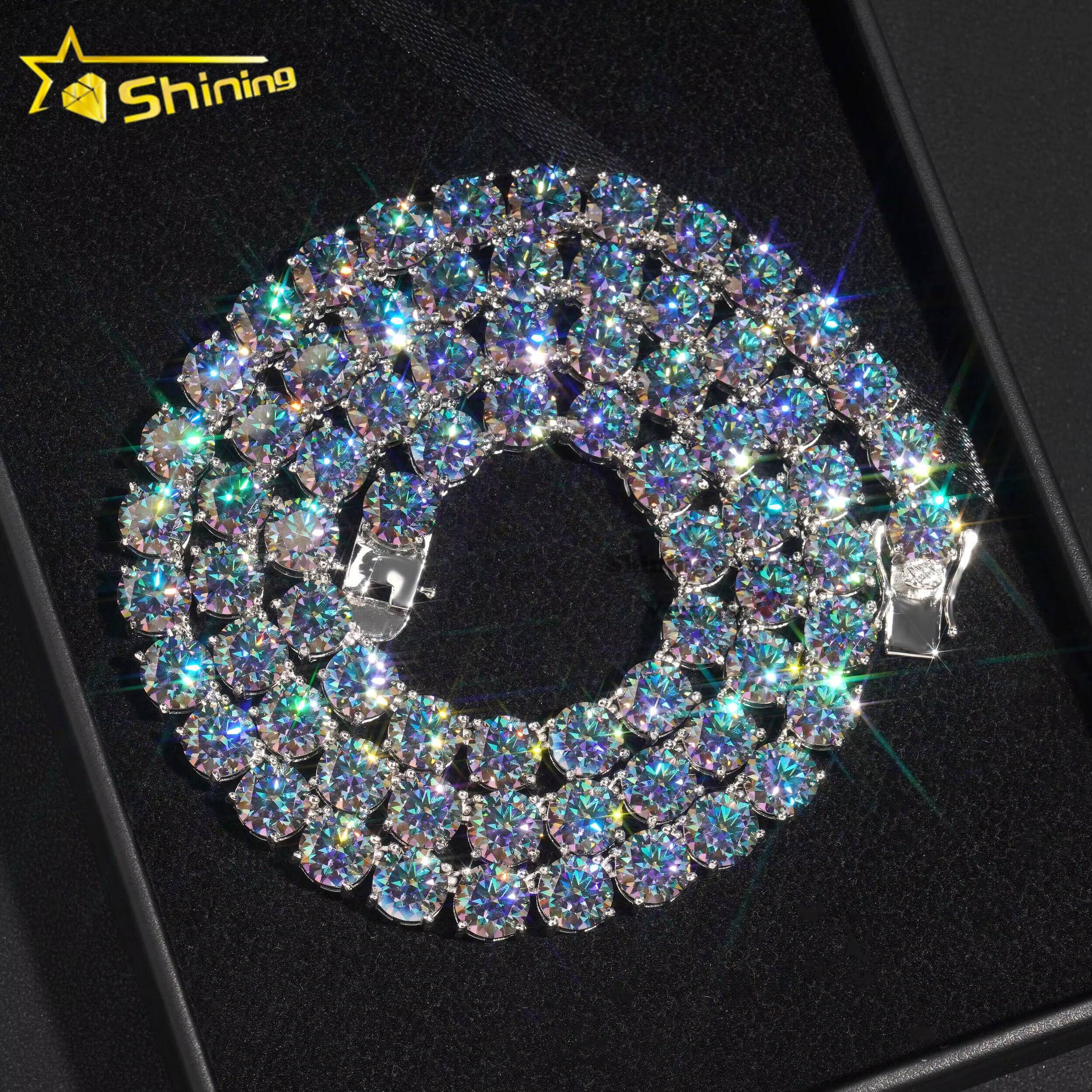 New Arrival 925 Sterling Silver Iced Out White Gold Pass Diamond Tester Rapper Jewelry 8MM Topaz Moissanite Tennis Chain