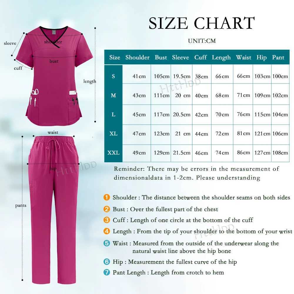 Nurse Uniform Medical Beauty SPA Uniform Dental Scrub Nursing Healthcare Scrubs Set Women Surgical Gown Top+pants Suit Wholesale Z250718
