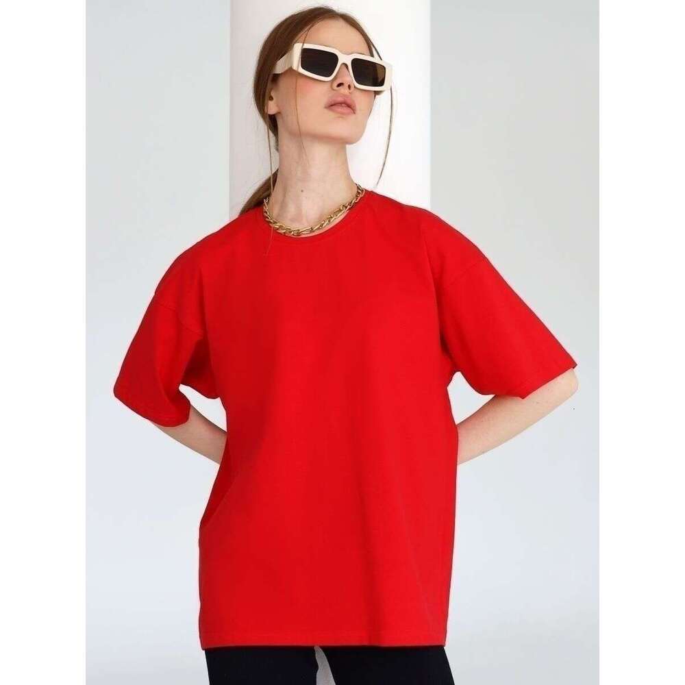 Spring/Summer New Solid Color T-Shirt For Women, Pure Cotton Short Sleeve Top, Loose Fit, Versatile B5