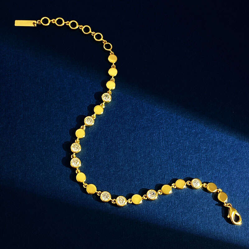 Kendall Jenner Style Jewelry for Women Versatile Personality Fashion Light Inlaid Dia Geometric Round Simple Elegant Bracelet