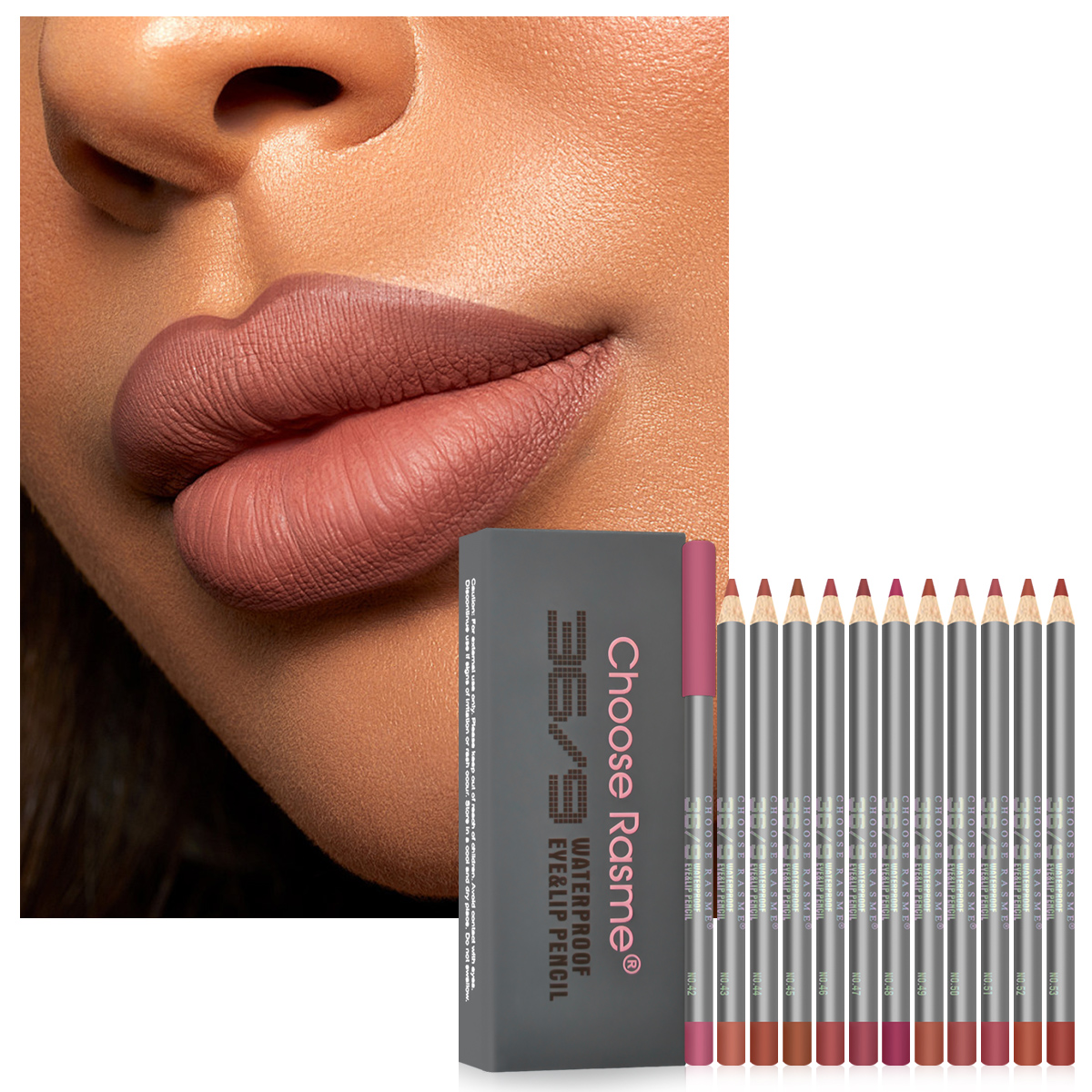 Choose Rasme 12PCS EverLip Waterproof Lip Liner Set - Smudge Proof Long Lasting Lip Pencils for Lipstick Outline Makeup