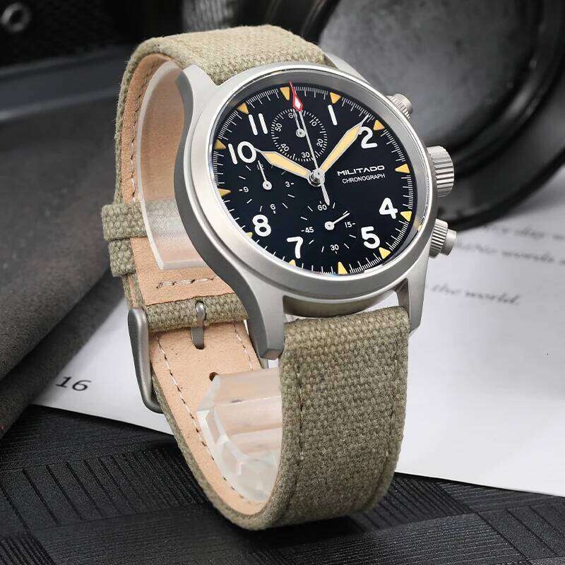 Militado VK61 VK67 Quartz Chronograph 39mm 316L Stainless Steel Case 3 Dial Waterproof 100M Multifunction Military Watch free shipping