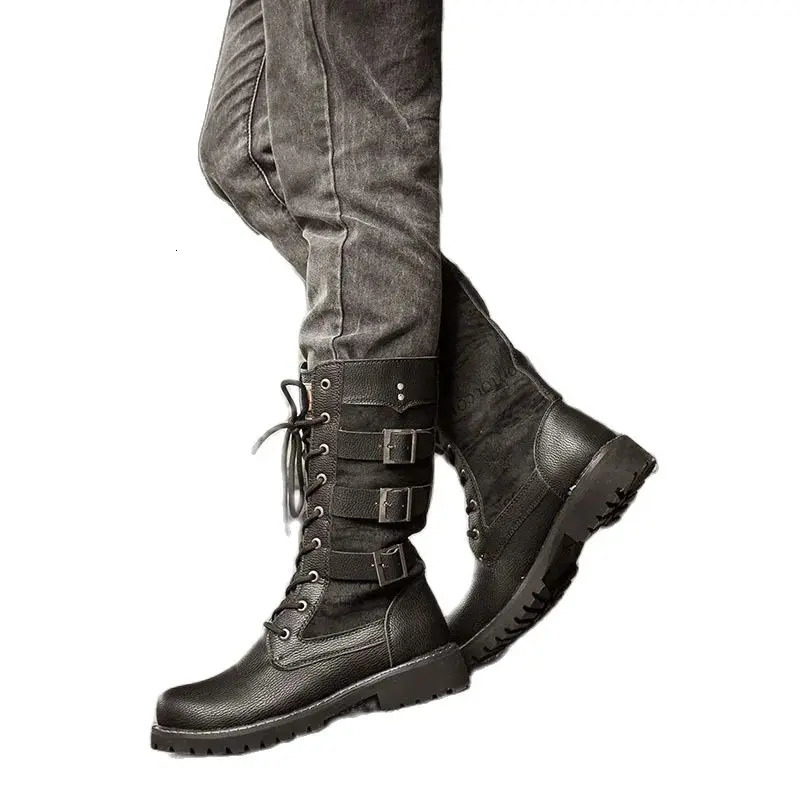 Mens Cowboy Boots High Top Inner Heightening Shoes High Breathable Boots Plus Size Shoes Casual Sneakers Motorcycle Boots 250715