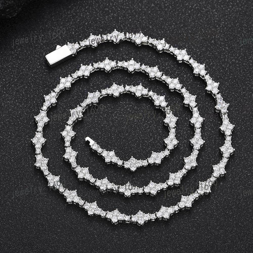Hip-hop Jewelry 6.5mm moissanite chain Spring Fastener Tennis Chain Necklace Wholesale for Men Women