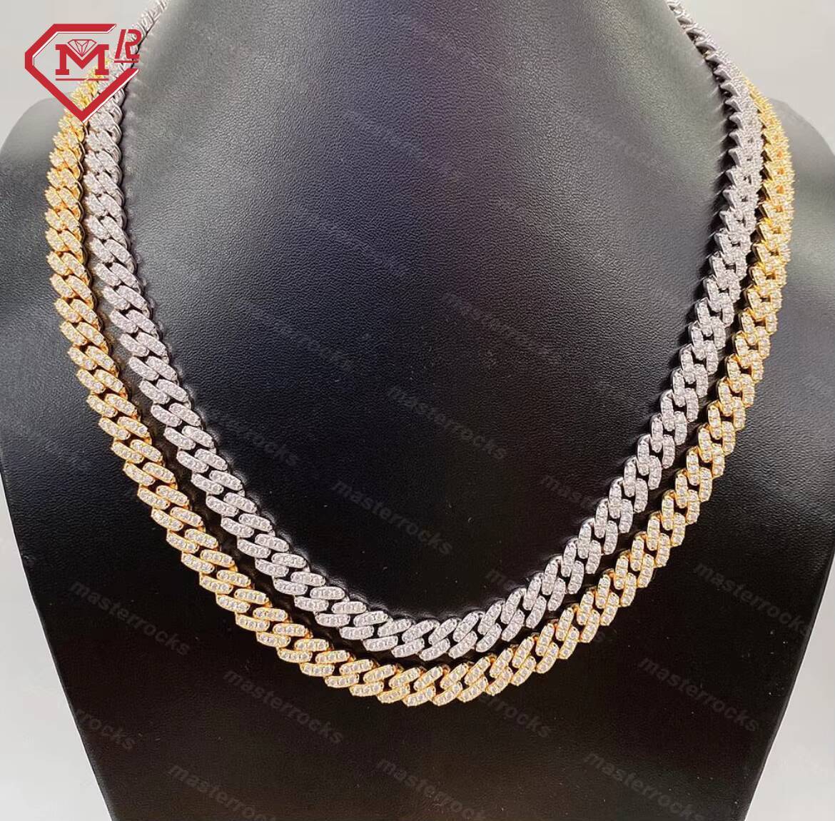 8mm One Row Big Stone Iced Out Moisssanite Cuban Link Chain Miami Hip Hop 925 Silver Moissanite Cuban Chain