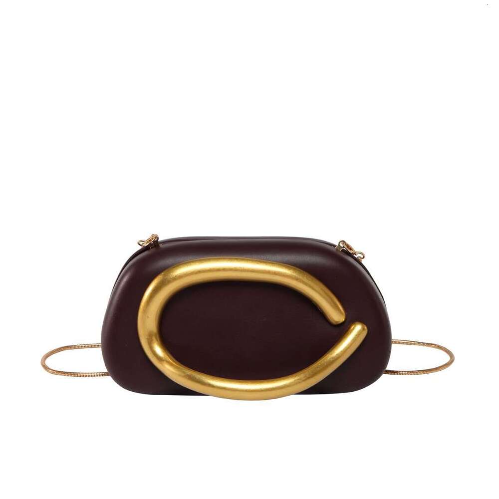 New Women's Classic Clutch Small Square Box with Gold Metal Handle Chain Crossbody Evening Bag