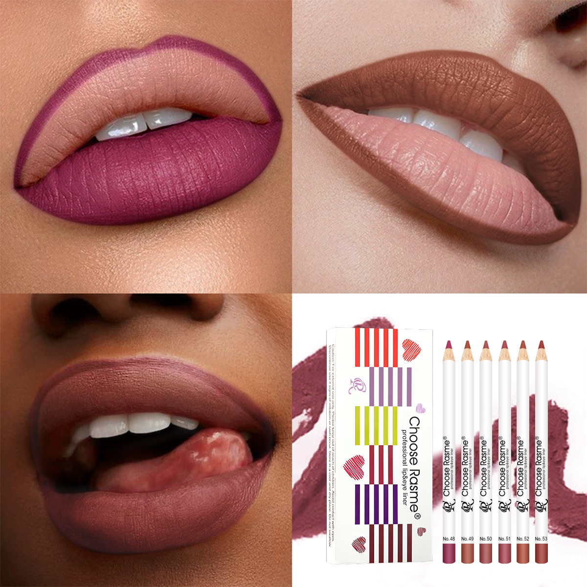 Choose Rasme 6PC Waterproof Matte Lip Liner Set Velvet Nude Shades Long Lasting Ombre Lip Pencils Makeup Beauty