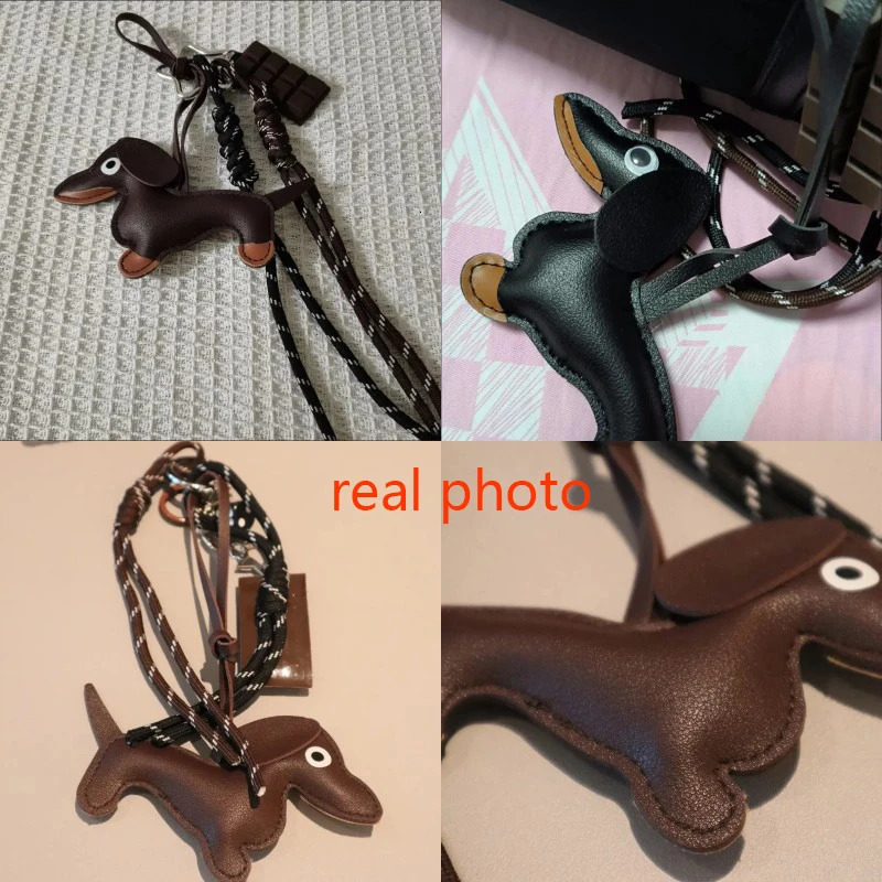 Leather Dachshund Bag Pendant Creative Keychain Lanyard Bag Accessory Key Pendant Car Keyring Charm Gift 250717