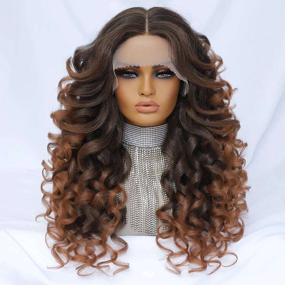 Black Brown Curly Synthetic Front Wigs For Women Blonde Orange Female Lace Wig 13X4x1 Cosplay Hair Daily Use
