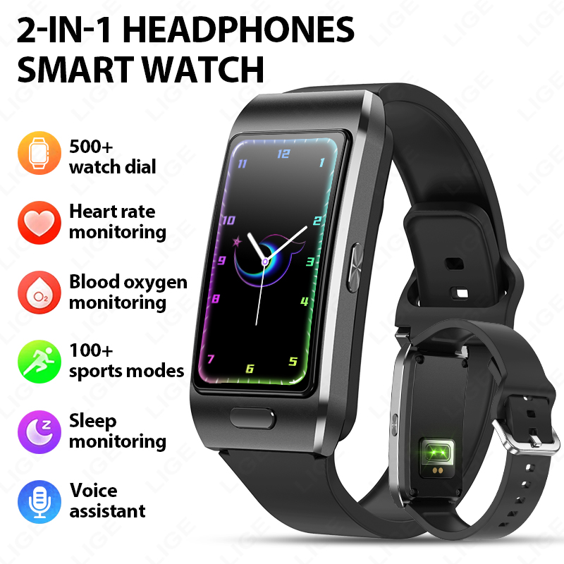 LIGE Men's and Women's Health and Fitness Tracker: 100 Day Battery Life Activity Tracker, with Answering/Dialing Phone Blood Pressure SpO2 S