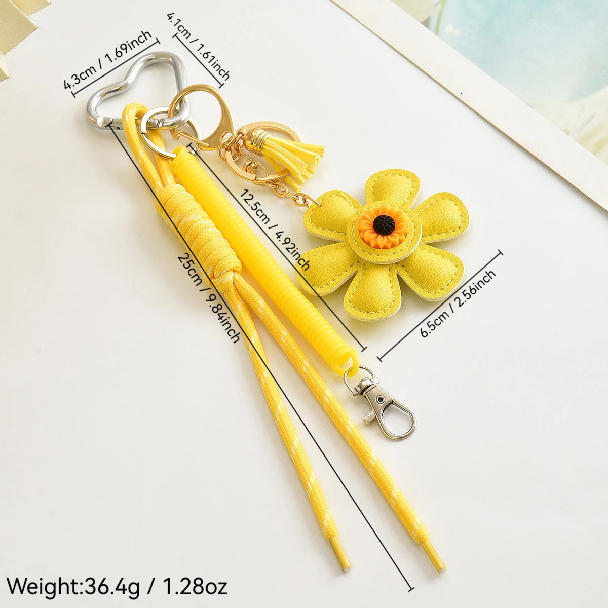 Fashion Creative Leather Sunflower Braided Rope Bag Charm Keychain for Women Ladies Stylish Backpack Key Ring Handmade Jewelry 250717