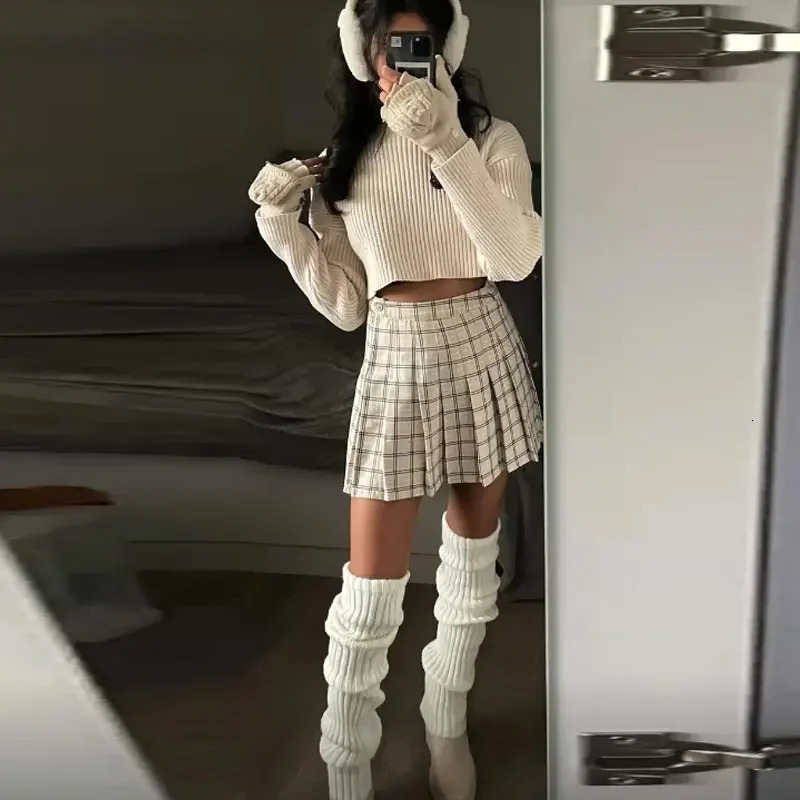 40-75CM Length Wool Knitted Leg Warmers White Black Lolita Foot Cover Legging Winter Crochet Boot Cuffs Stockings Long Socks 250717