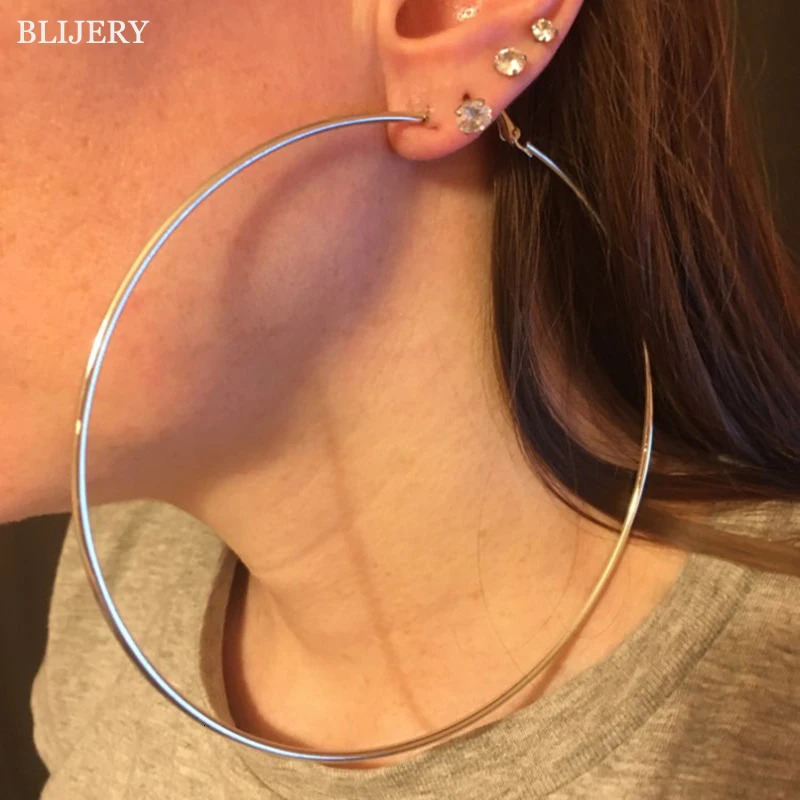 BLIJERY Exaggerated 12CM Oversized Hoop Earrings Basketball Brincos Smooth Big Circle for Women Punk Jewelry Oorbellen 250715