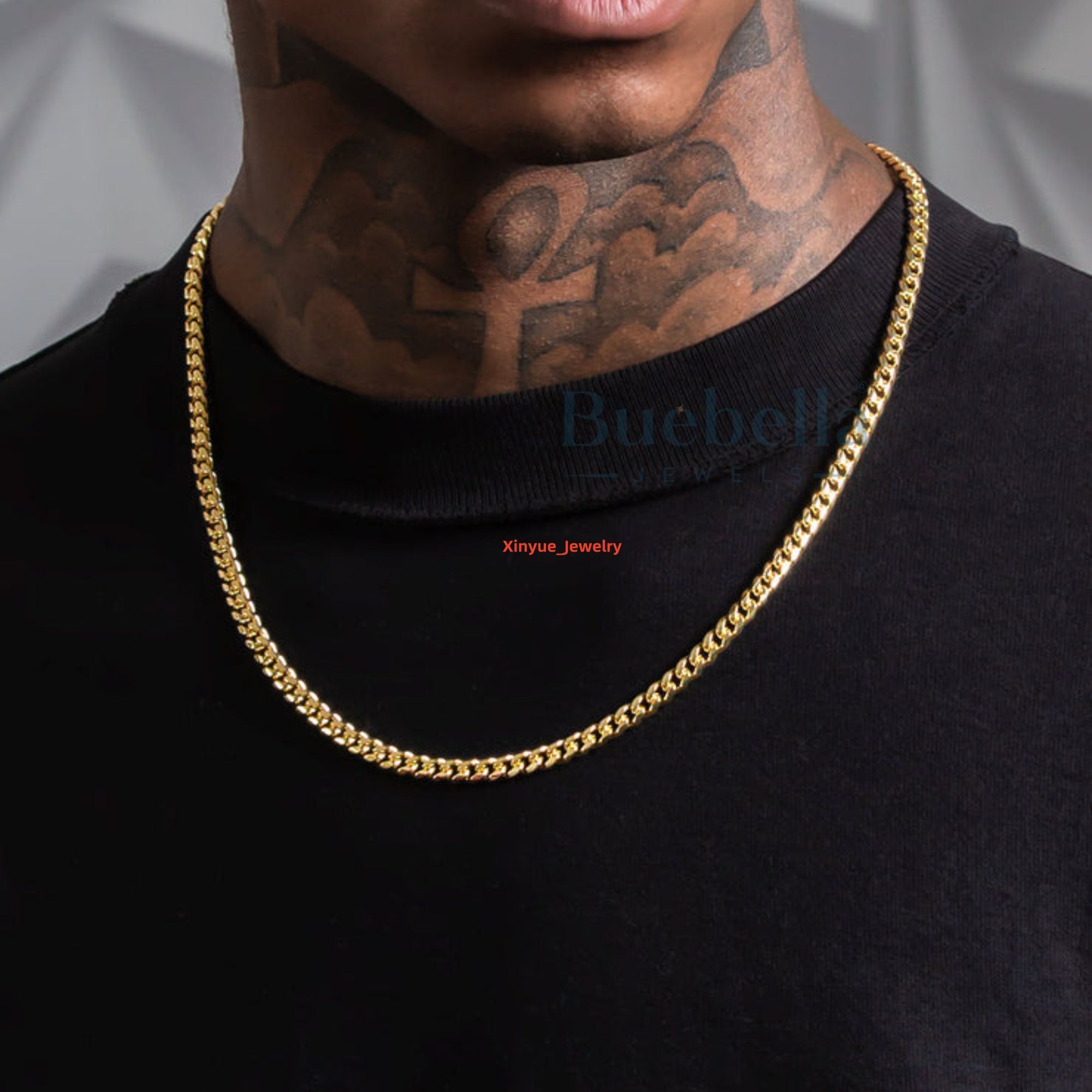 Hot Sale Cuban Chain 5mm Moissanite 925 Silver 18k Gold Plated Cuban Link Chain Fine Jewelry For Men