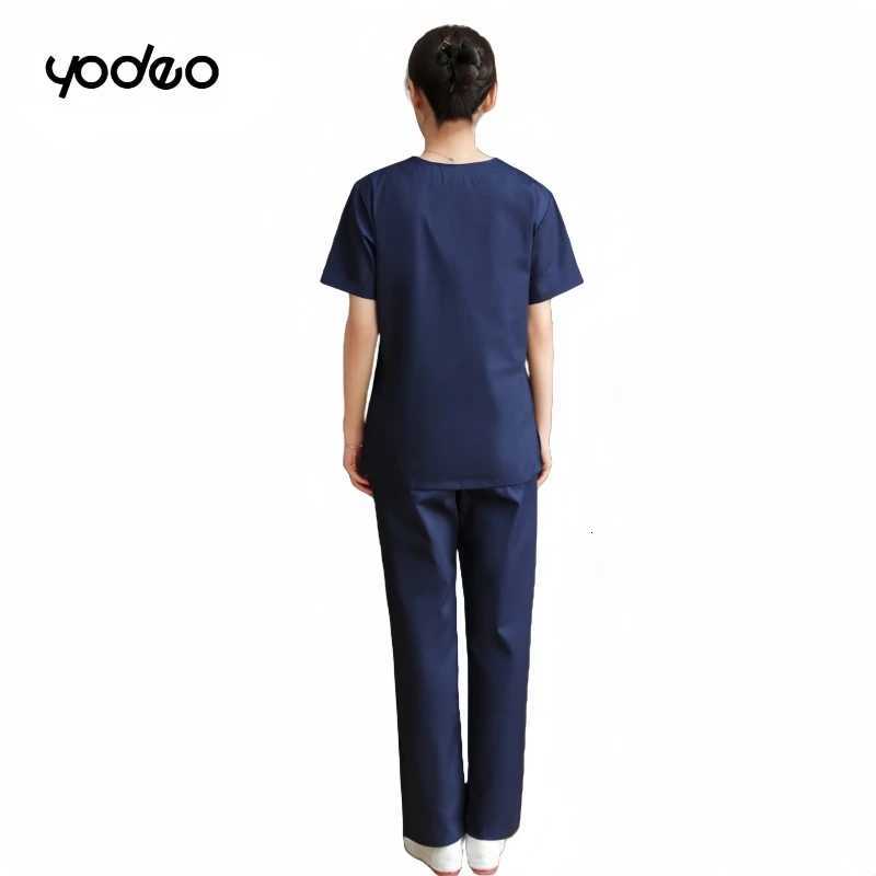 Men women pure cotton medical clothes laboratory long sleeved set clinic doctor work clothes V-neck style pharmacy nurse uniform Z250718