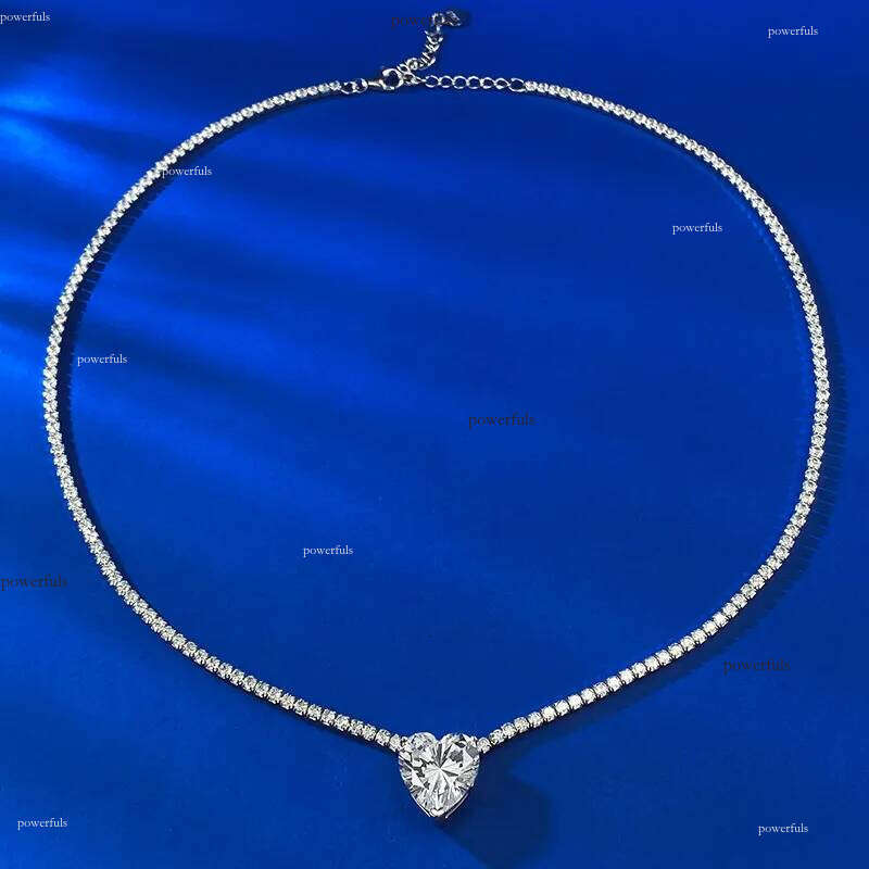2024 Choucong Heart Pendant Sparkling Jewelry Real Sterling Sier Pink Large Moissanite Dia Gemstones Party Elegant Women Wedding Tennis Necklace