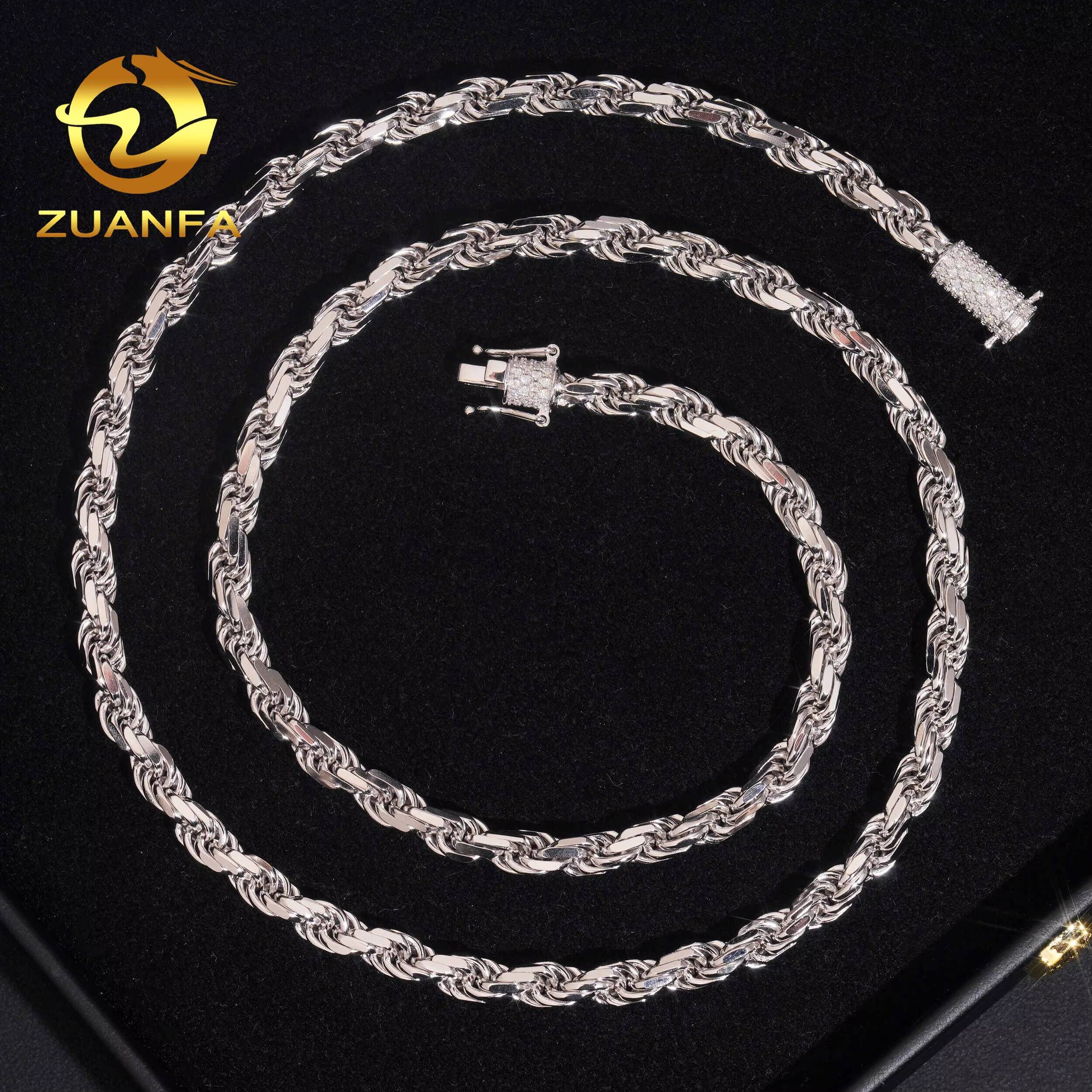 Wholesale Price High Quality Iced Out Moissanite Lock 6mm 925 Silver Rope Chain Necklace