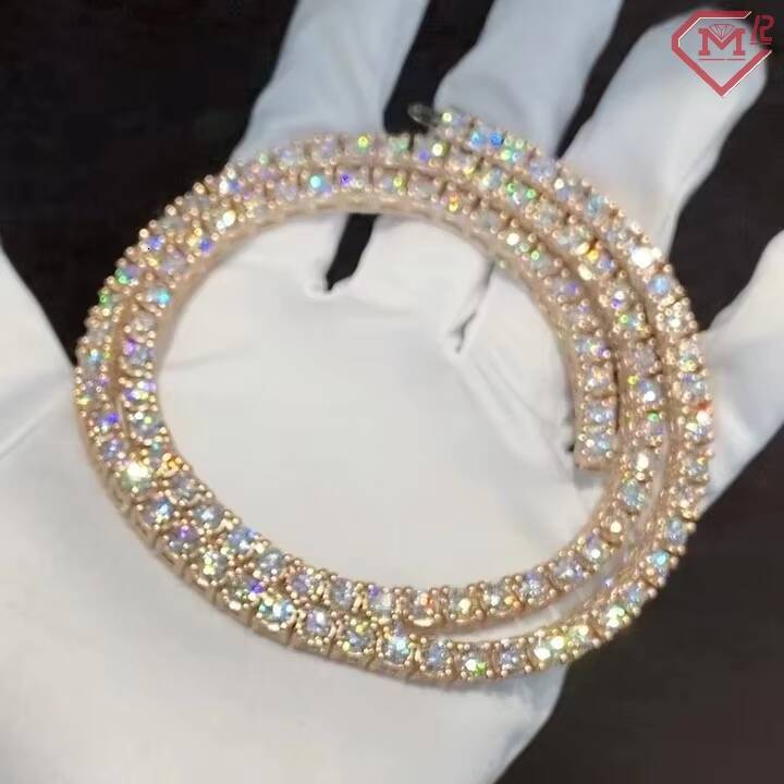 Blingbling 5MM Tennis Necklace Hiphop Vvs Diamond Rose Gold Plated S925 Moissanite Tennis Chain