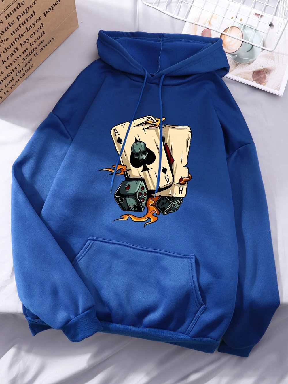 Skeleton Dice Card Printing Hoodies Womens Comfortable Loose Sweatshirts Casual Soft Pullovers Winter Fce Warm Womans Clothes XJ250717