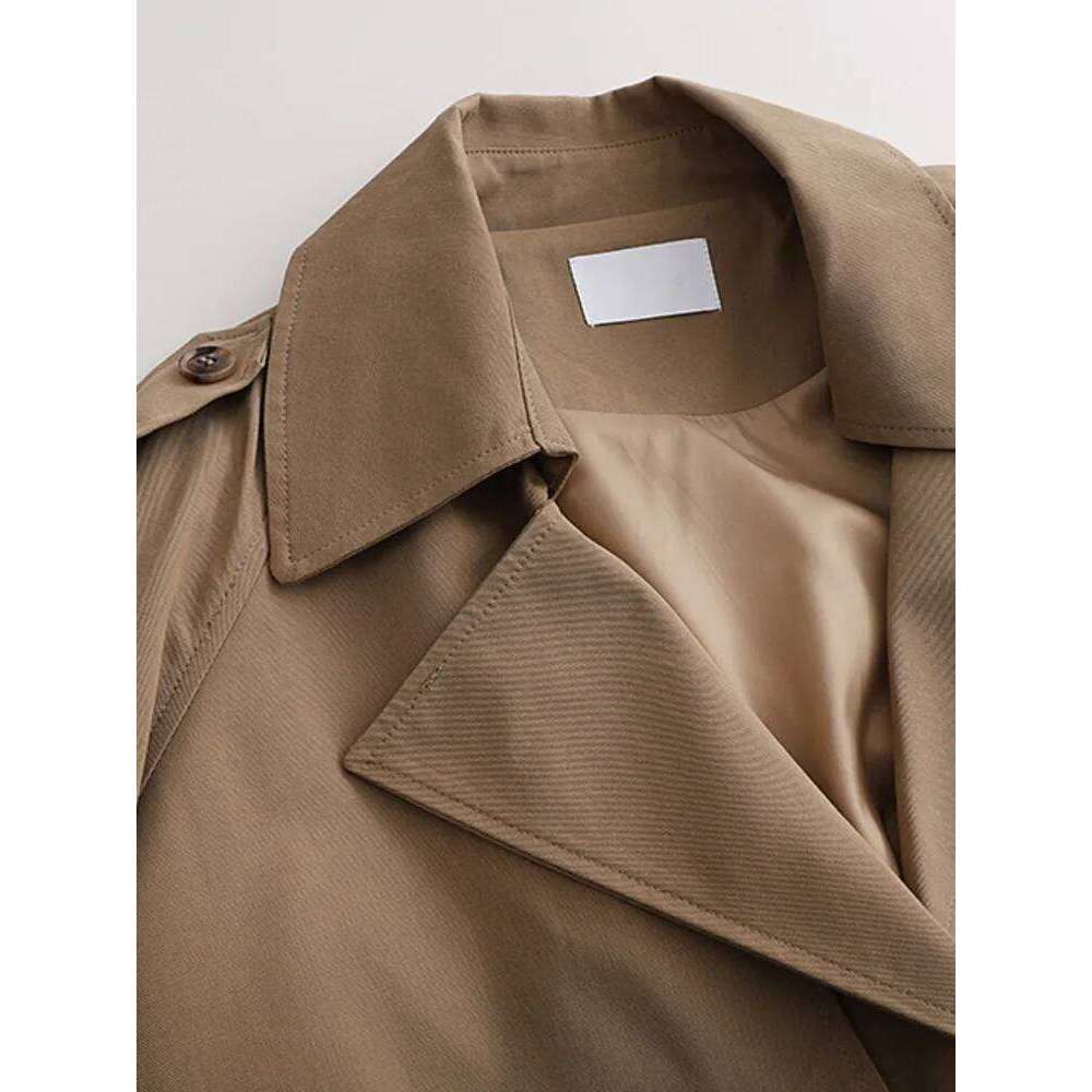 Women's Stylish Cropped Trench Coat Fashion Short Jacket With Lapel Collar And Belted Cuffs For Spring ZM1086