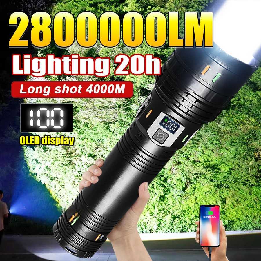 1000000 LM High Power LED Flashlight Most Bright Tactical Flashlight Rechargeable Torch Powerful Long Shot 4000m Lamp for Hunting R250718