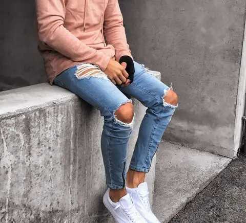 Mens Fashion Street Ripped Jeans European and American Casual Non-Stretch Zipper At The Ankle Slim Jeans for Autumn S-XXXL X250718