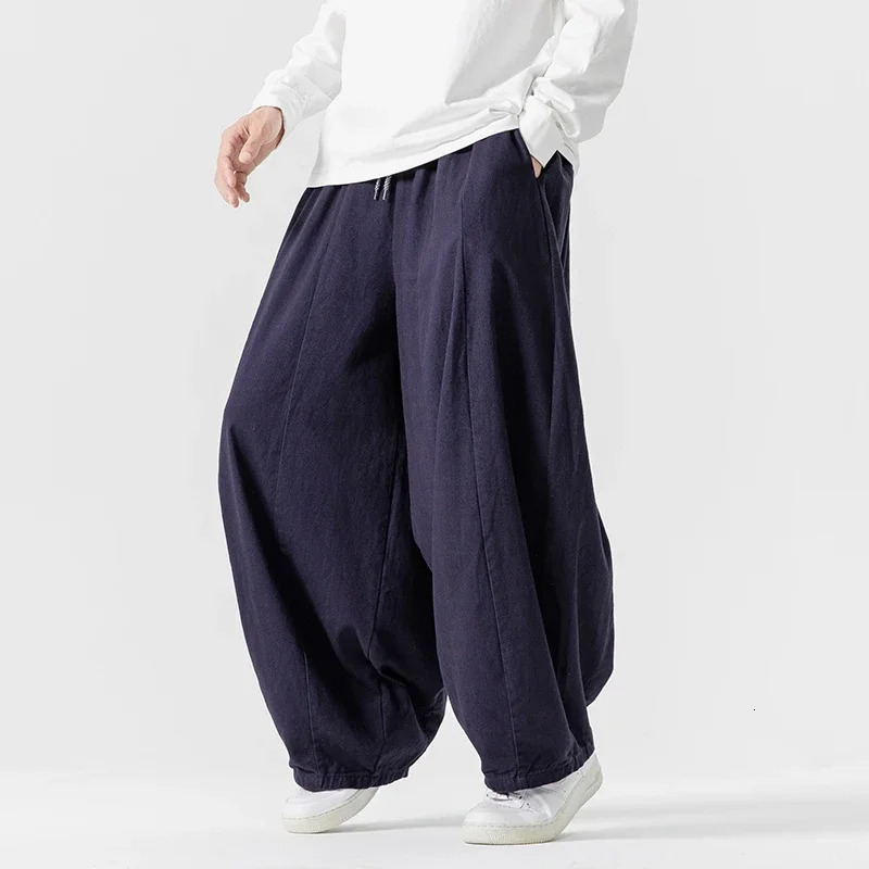 Men Casual Pants Fall Japanese Styles Loose Vintage Warm Mens Lantern Pants Male Oversize Fashion Wide Leg Trousers Streetwear 250715
