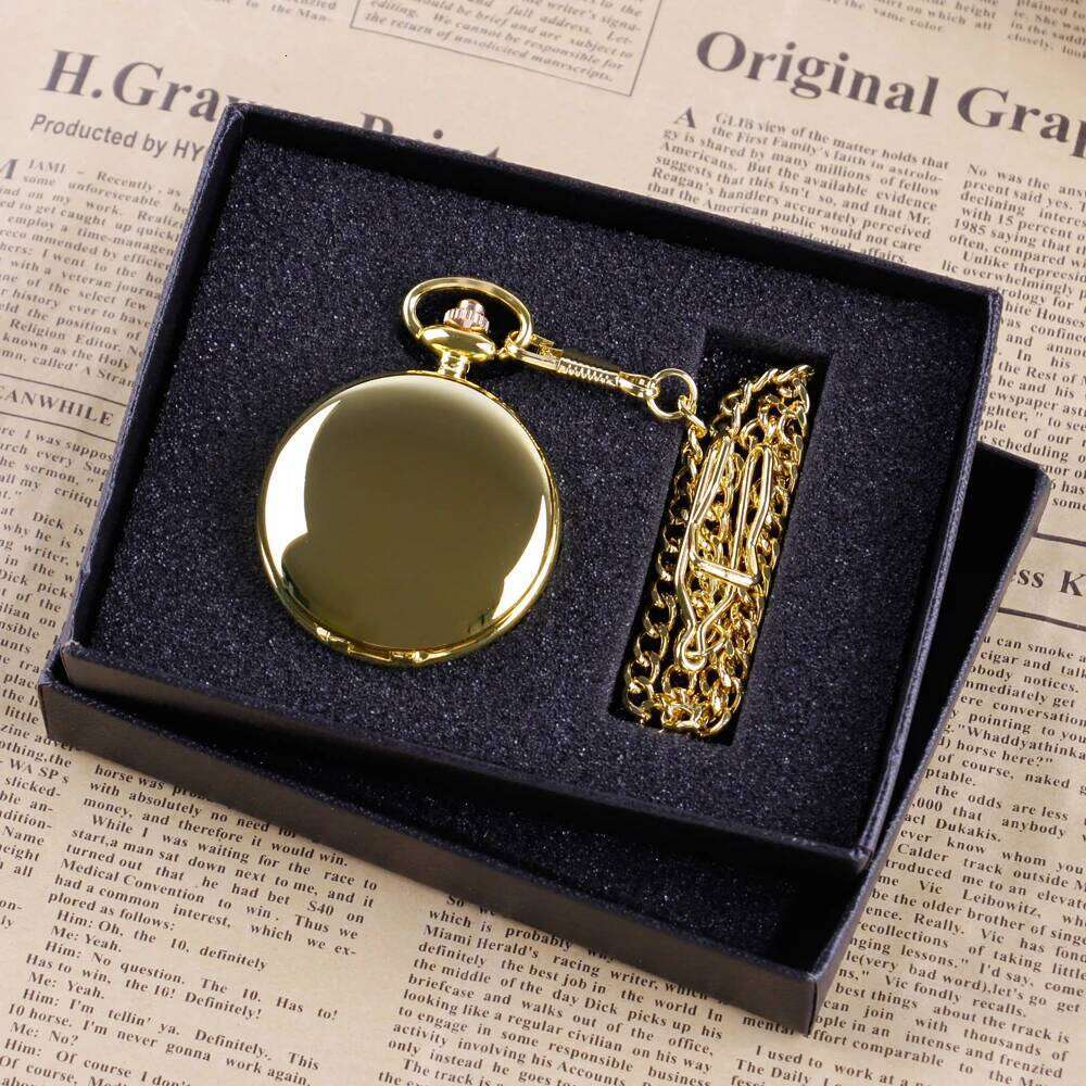 free shipping Gold Quartz Pocket Watch Gift Set For Family Fashion Casual Necklace Pendant Unisex Pocket&Fob Chain Watches with Box