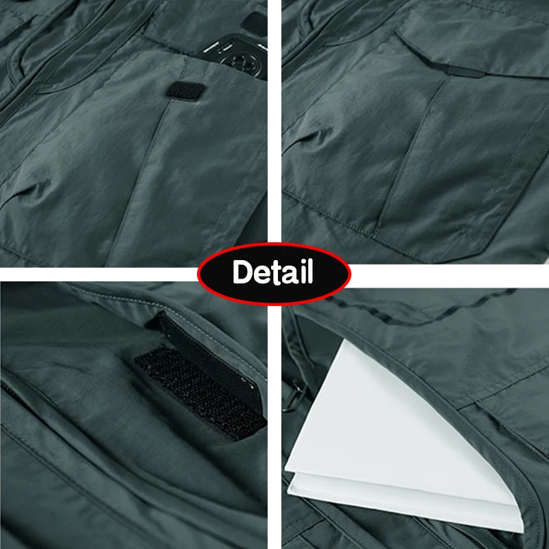 Men Spring Sleeveless Many Pocket Stand Collar Vest Jackets Men Solid Color Outdoors Fishing Cargo Casual Vest Jackets Male 250717