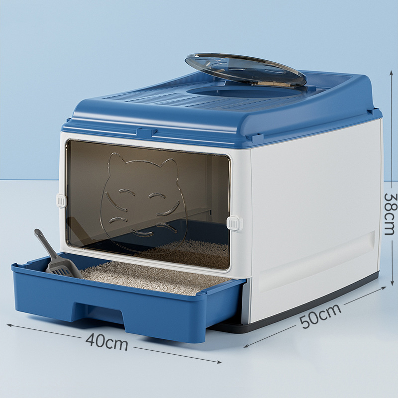 Extra large fully enclosed cat litter box drawer, double door upgraded cat toilet, extra large space, worry free odor prevention and side leakage prev