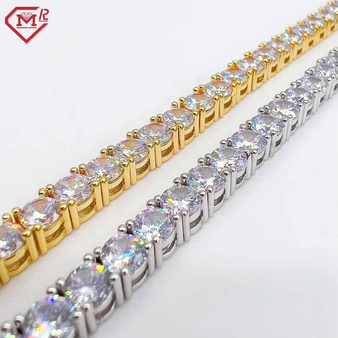 Hiphop 5mm Tennis Chain Tennis Necklace 925 Sterling Silver Gold Plated Iced Out VVS Moissanite Tennis Chain