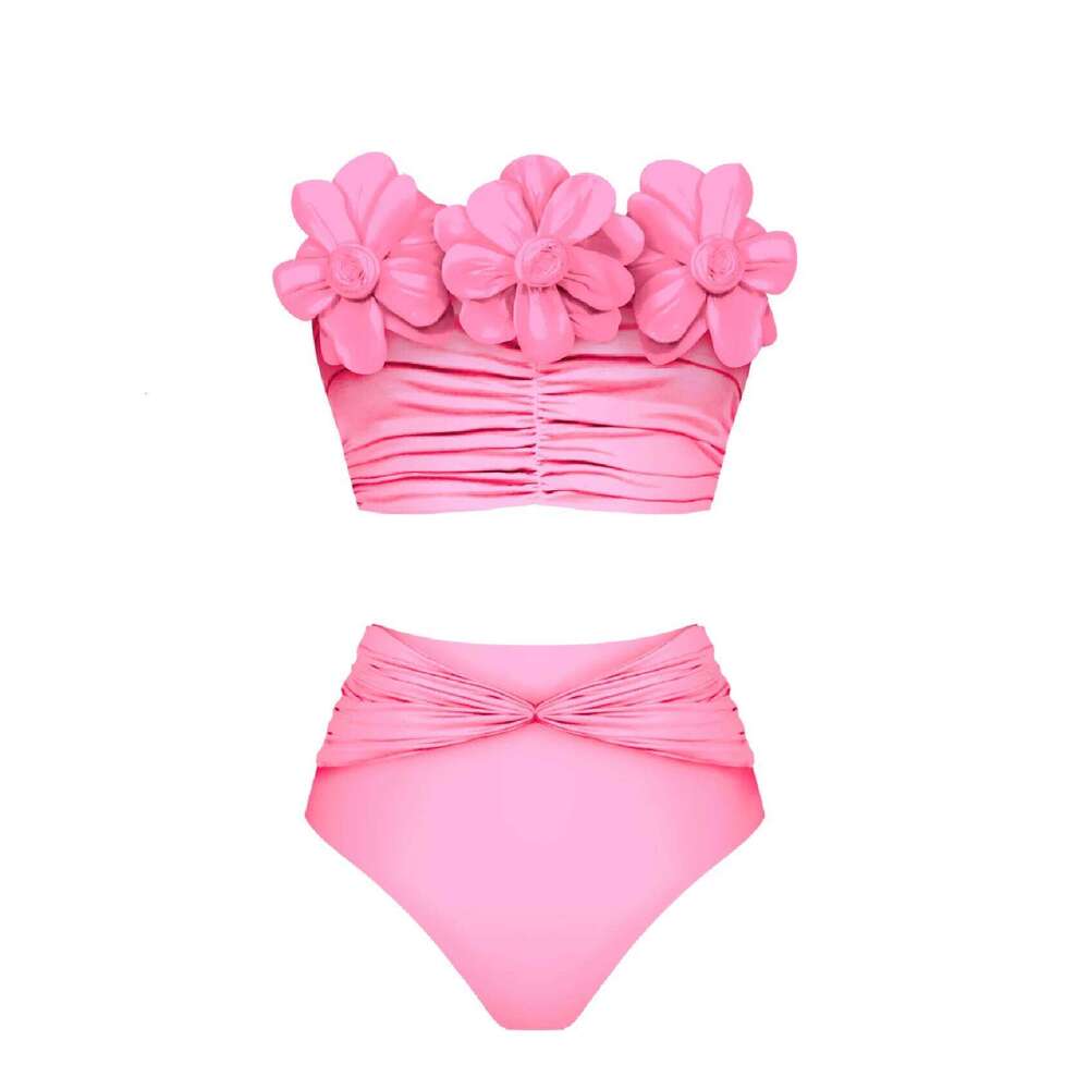 Black White Flower Bikini Set With Cover Up Woman Swimsuit Sexy Swimwear High Waist Biquini Pink Bathsuit Beach Outfit
