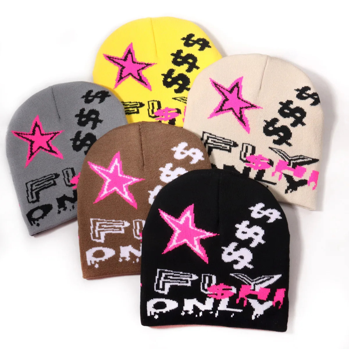 Multicolour Stars Elastic Turban Cap Daily Life Knitted Hat Millennium Hip-Hop Style Winter Hat Keep Warm Beanie Trilby 250717