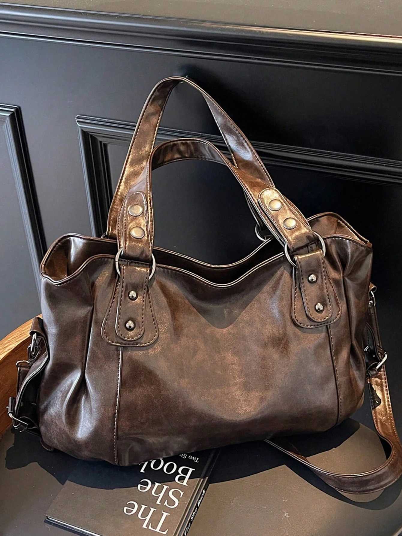 New Fi Classic Versatile Commuter Solid Color Large Capacity PU Fabric Shoulder Bag Handbag Wallet Zipper Opening Y250725
